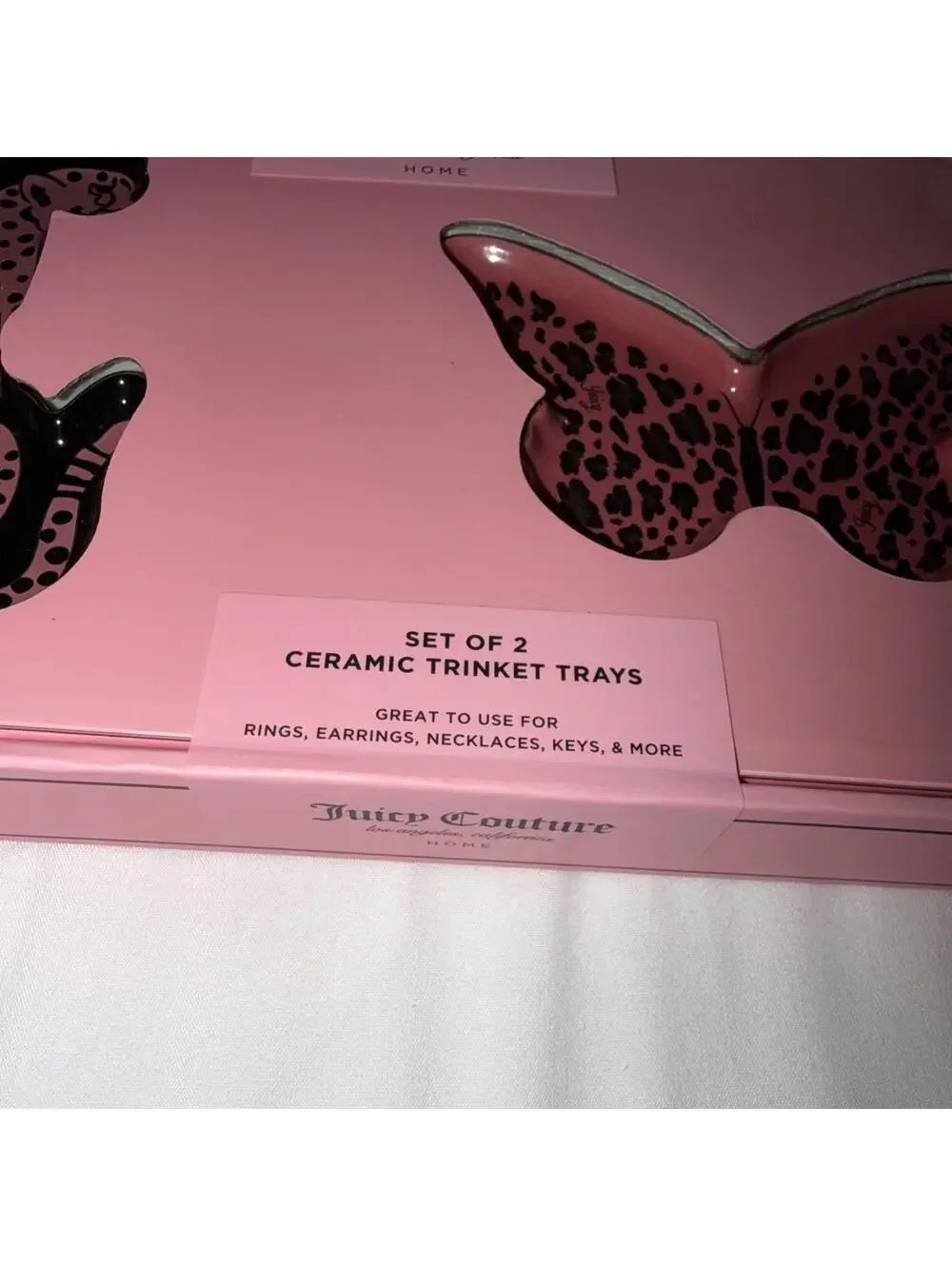 JUICY COUTURE SET OF 2 CERAMIC TRINKET TRAY Leopard butterfly/ tiger